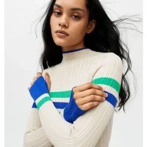 BDG Color block Ribbed Open Back ThumbHole Sweater